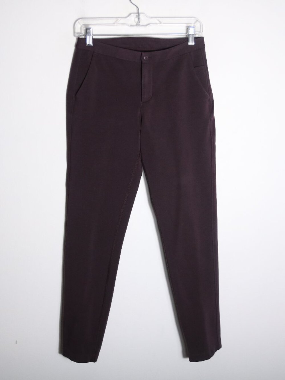 Lululemon Womens Burgundy Plum‎ Trouser Mid Rise Pant 4 Skinny Stretch